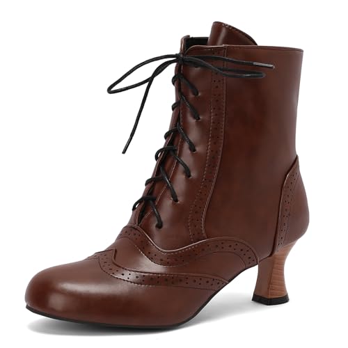 Damen Ankle-High Stiefeletten Jahrgang Victorian Stiefel with Zipper Schnüren Runde Zehen Mediaeval Renaissance Style 70's Outfits Schuhe Brown Size 40 Damen Ankle-High Stiefeletten Jahrgang Victorian Stiefel with Zipper Schnüren Runde Zehen Mediaeval Renaissance Style 70's Outfits Schuhe Brown Size 40 von Roimaash