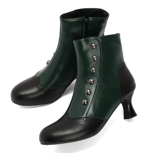 Damen Ankle-High Stiefeletten Jahrgang Victorian Stiefel with Zipper Studed Runde Zehen Mediaeval Renaissance Style 70's Outfits Schuhe Green Size 38 Damen Ankle-High Stiefeletten Jahrgang Victorian Stiefel with Zipper Studed Runde Zehen Mediaeval Renaissance Style 70's Outfits Schuhe Green Size 38 von Roimaash