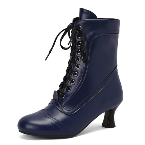 Jahrgang Damen Ankle-High Boots Victorian Stiefeletten with Zipper Schnüren Runde Zehen Mediaeval Renaissance Style 70's Outfits Schuhe Blue Size 43 Jahrgang Damen Ankle-High Boots Victorian Stiefeletten with Zipper Schnüren Runde Zehen Mediaeval Renaissance Style 70's Outfits Schuhe Blue Size 43 von Roimaash
