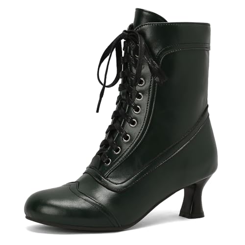 Jahrgang Damen Ankle-High Boots Victorian Stiefeletten with Zipper Schnüren Runde Zehen Mediaeval Renaissance Style 70's Outfits Schuhe Green Size 40 Jahrgang Damen Ankle-High Boots Victorian Stiefeletten with Zipper Schnüren Runde Zehen Mediaeval Renaissance Style 70's Outfits Schuhe Green Size 40 von Roimaash