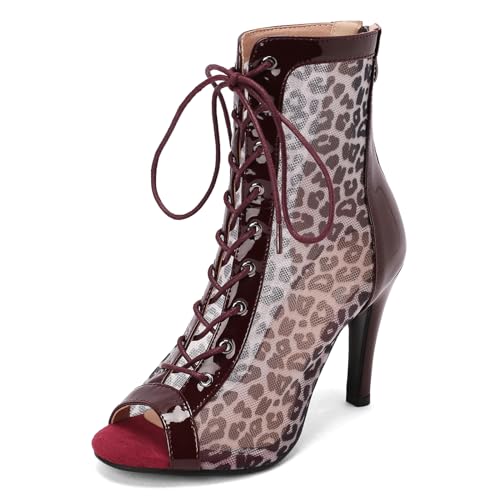 Roimaash Damen Burju Dance Heels Gladiator Sandalen Mesh Sommer Stiefeletten Peep Toe Schnüren Stiletto Heels Tanzschuhe Leopard Claret Size 41 Roimaash Damen Burju Dance Heels Gladiator Sandalen Mesh Sommer Stiefeletten Peep Toe Schnüren Stiletto Heels Tanzschuhe Leopard Claret Size 41 von Roimaash