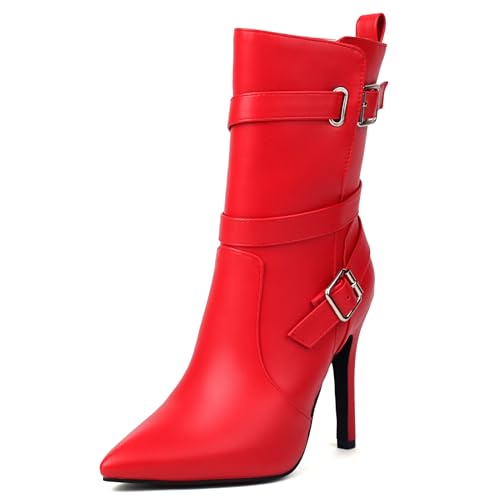 Roimaash Damen Dressy Stiefel Ankle High Stiletto Pointed Toe Abend Party Stiefeletten Sexy Heels Mode Botas para Mujer Size 37 von Roimaash