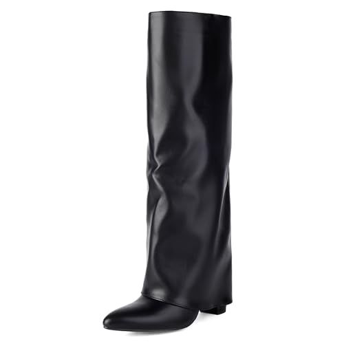 Roimaash Damen Kniehohe Stiefel Fold Over Covered Shark Stiefel Chunky Heels Pointed Toe Abend Party Hohe Stiefel Sexy Heels Botas para Mujer Size 40 Roimaash Damen Kniehohe Stiefel Fold Over Covered Shark Stiefel Chunky Heels Pointed Toe Abend Party Hohe Stiefel Sexy Heels Botas para Mujer Size 40 von Roimaash