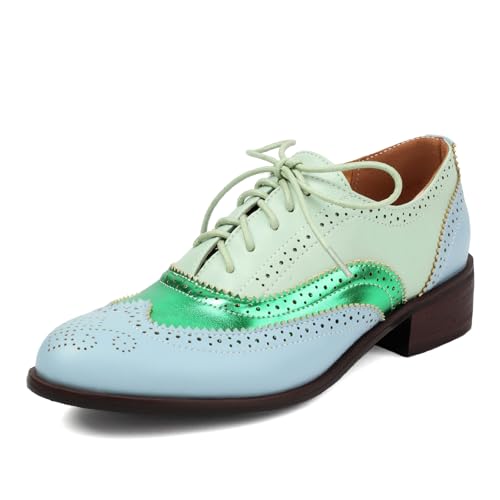 Roimaash Leisure Oxford Schuhe Damen Two Tone Wingtip Brogue Schuhe Low Heel Schnüren British High Top Schule Costume Schuhe Lack Green Plus Size 41 Roimaash Leisure Oxford Schuhe Damen Two Tone Wingtip Brogue Schuhe Low Heel Schnüren British High Top Schule Costume Schuhe Lack Green Plus Size 41 von Roimaash