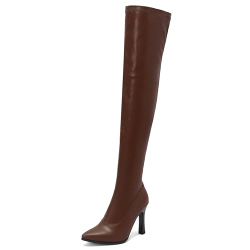 Roimaash Mode Stretch Stiefel Overknee Pull on Elastisch Thigh Hohe Stiefel Pointed Toe Block Heels Abend Party Dress Lange Stiefel Brown Plus Size 39 Roimaash Mode Stretch Stiefel Overknee Pull on Elastisch Thigh Hohe Stiefel Pointed Toe Block Heels Abend Party Dress Lange Stiefel Brown Plus Size 39 von Roimaash