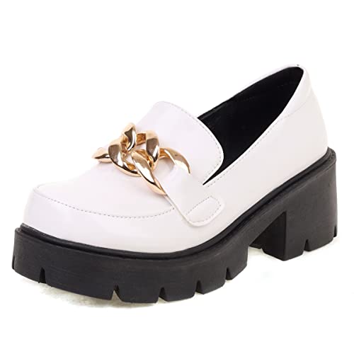 Roimaash Süss Plateau Loafers Damen Block Heels Runde Zehen Brogue Arbeit Schuhe Ohne Verschluss Schule Uniform Schuhe Goth Costume Schuhe Lack White Size 35 Roimaash Süss Plateau Loafers Damen Block Heels Runde Zehen Brogue Arbeit Schuhe Ohne Verschluss Schule Uniform Schuhe Goth Costume Schuhe Lack White Size 35 von Roimaash