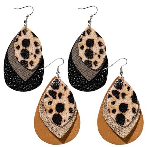 Ohrringe Leopardenmuster, Damen Leoparden Ohrringe,Boho Leoparden Accessoires, Geeignet für Karneval Maskerade Rollenspiele von Roinaid