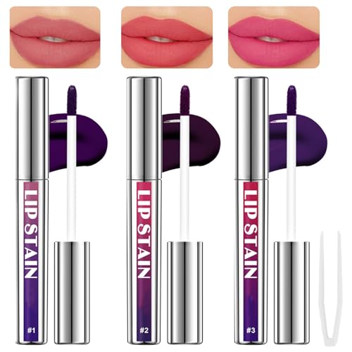 3 Stücke Lip Stain Peel Off 3 Farben Lip Tattoo Peel off Peel off Wasserbeständige Lipstick Wasserdichter und Antihaftbeschichteter Becher Geeignet für Das Lippen-Make-Up von Mädchen von Roinaid
