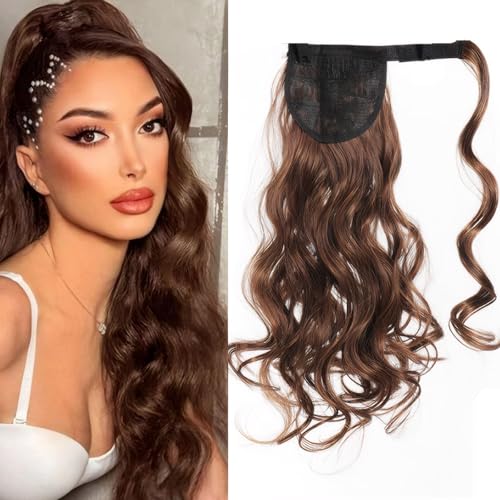 55cm Ponytail Extension, Mehrzweck Haarteil Zopf, Natürlich und Leicht Pferdeschwanz Haarteil Echthaar,Weich und Bequem,Anspruchsvoll und Elegant,Geeignet für Damen und Mädchen (braun) von Roinaid