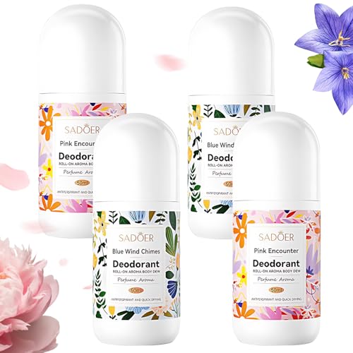 Körperdeodorant Kinder 4 Stück Antitranspirant,Deo Kinder Mädchen Frisches Natürliches Deodorant, Roll-on-Deodorant Verhindern das Austrocknen der Haut,Erfrischender und Angenehmer（50ml*4） von Roinaid