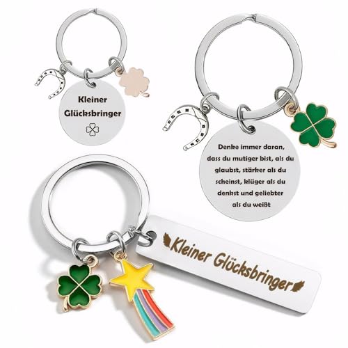Roinaid 2 Glücksbringer Schlüsselanhänger Glücksbringer Glücksbringer Prüfung mit Glücksklee-Anhänger Schlüsselanhänger Glücksklee Ein Ermutigungs zum Schulanfang Geeignet für Familie und Freunde von Roinaid