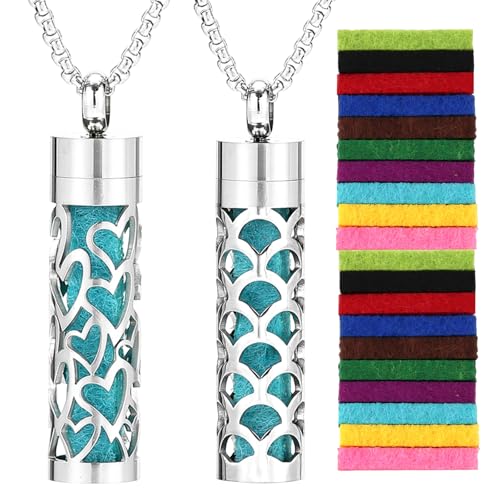 Roinaid 2 Stück Halskette mit Ätherischen Ölen, Ätherisches Öl Halskette für Damen Essential Oil Halskette. Duftkette Ätherisches Öl Geeignet Als Geschenk zum Geburtstag Valentinstag und Jahrestag von Roinaid