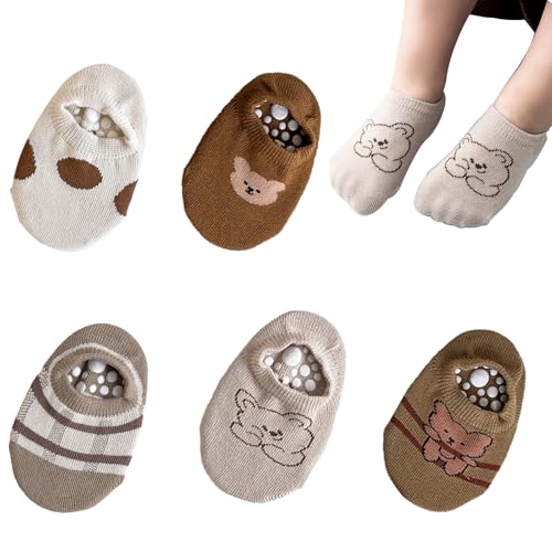 Roinaid 5 Parre Stoppersocken Baby Anti Rutsch Kind Rutsch Baby Rutschfeste Kinder Extra Rusch Funktion für Maximalen Halt for Babies Toddlers and Kids(1-3 Jahre Alt) von Roinaid