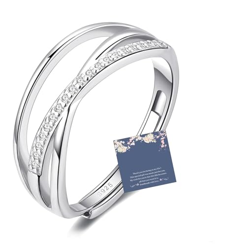 Roinaid Ringe Frauen Silberring Damen 925 Ring Silber Einstellbar Silber Ringe 925 Geschenke für Frauen und Mädchen Wird mit Karte und Geschenkbox Geliefert Damenschmuck 925 von Roinaid