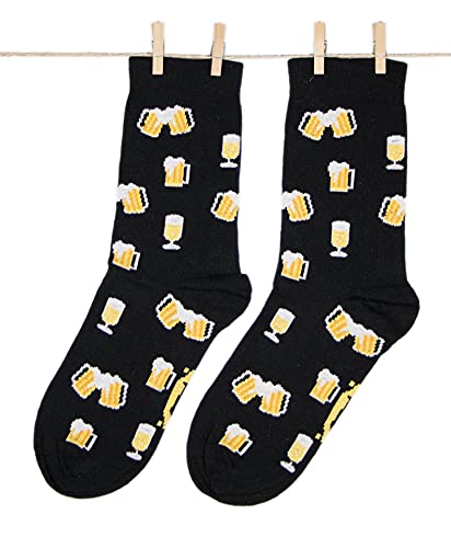 Roits Damen Lustige Bier Schwarze Socken 36-40 - Bunte Witzige Socken, Odd Fun Socks von Roits