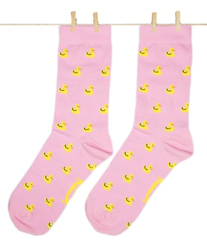 Roits Damen Lustige Entenküken Rosa Socken 36-40 - Bunte Witzige Socken Frauen, Odd Fun Socks Geschenke Accessoires von Roits