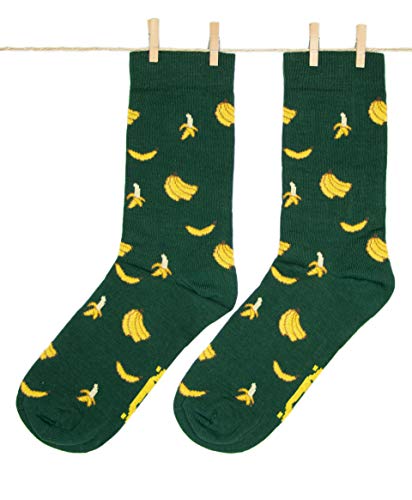 Roits Herren Lustige Bananen Grün Socken 41-46 - Bunte Witzige Socken Männer, Odd Fun Socks Geschenke Accessoires von Roits