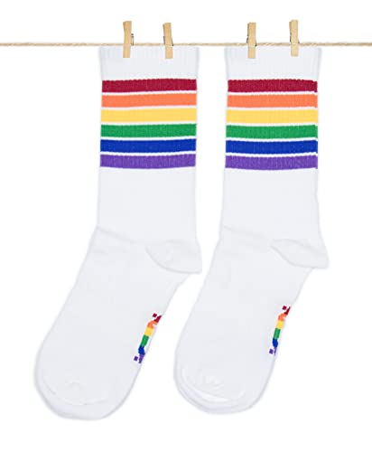 Roits Herren Schwule Stolz Weiß Socken 41-46 - Bunte Flagge Pride CSD Sportsocken Unisex LGBTQ Accessoires Regenbogen Geschenke von Roits