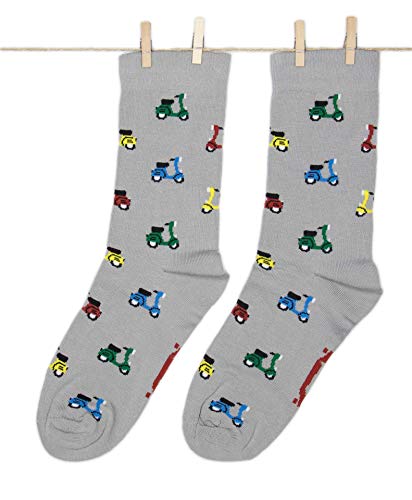 Roits Herren Lustige Vespa Grau Socken 41-46 - Bunte Witzige Socken, Odd Fun Socks Geschenke Accessoires von Roits