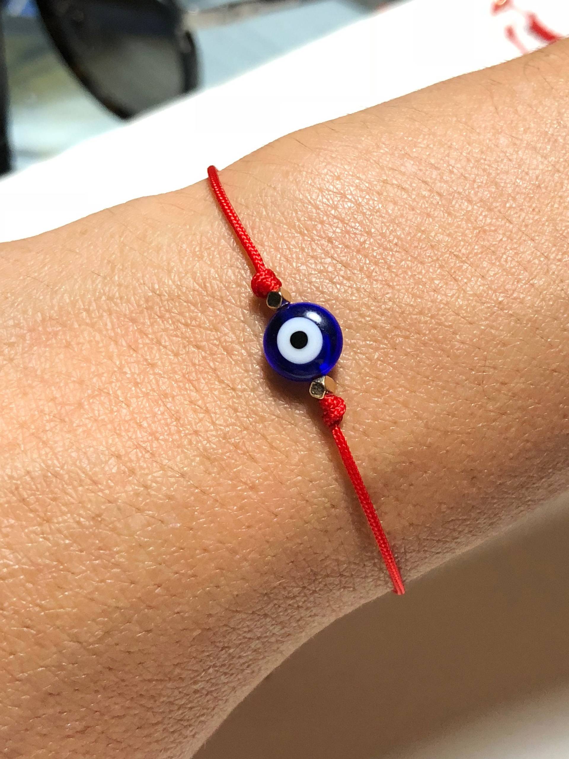 Evil Eye Armband - Rotes Schnurarmband Nazar Talismanschmuck Glücksauge Schutz Rojama Handmade Rote Schnur von Rojamajewelry