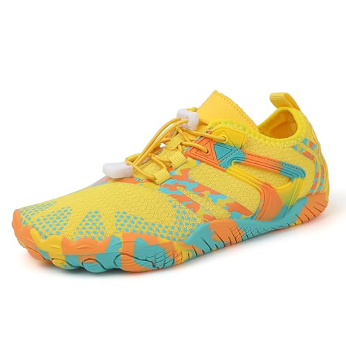 Rojeam Badeschuhe Damen Herren Strandschuhe Wasserschuhe Aqua Barfußschuhe Leicht Gelb 42 EU von Rojeam