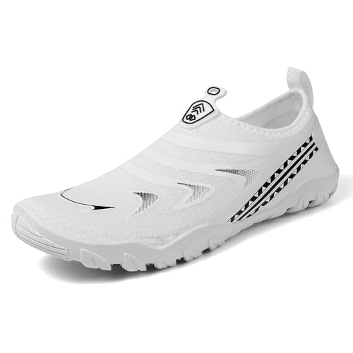 Rojeam Badeschuhe Damen Herren Strandschuhe Wasserschuhe Aqua Barfußschuhe Leicht Weiß 41 EU von Rojeam