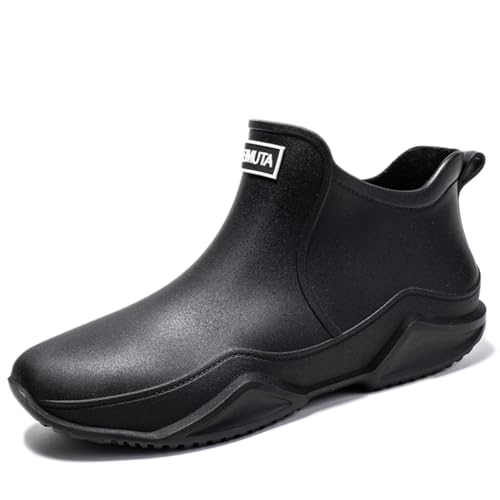 Rojeam Damen Gummistiefel Herren Sicherheitsstiefel Arbeitsstiefel Regenstiefel Gummi Stiefel Gartenschuhe Schnee Schlupfstiefel Schwarz 43 EU von Rojeam