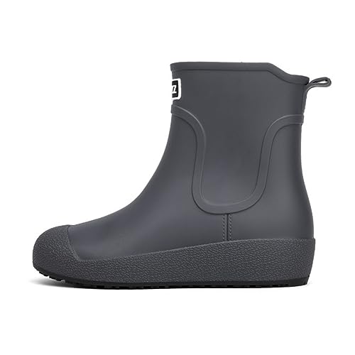 Rojeam Damen Gummistiefel Wasserdichter Herren Sicherheitsstiefel Arbeitsstiefel Regenstiefel Gummi Stiefel Gartenschuhe Schnee Schlupfstiefel Grau 43 EU von Rojeam
