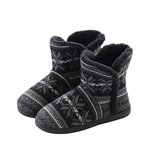 Rojeam Winter Warme Hausschuhe Damen Herren Winterschuhe Gefüttert Pantoffeln Stiefel rutschfest, Negro, Größe 38/39 EU von Rojeam