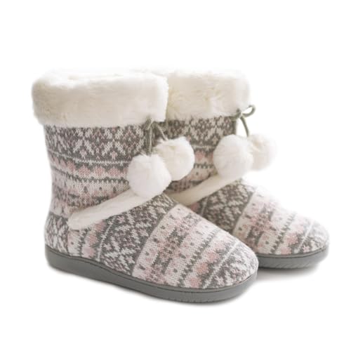 Rojeam Damen Winter Hausschuhe Plüsch Warme Winter Pantoffeln Gefüttert Winterschuhe für Drinnen und Draussen Stiefel 34/35 EU von Rojeam