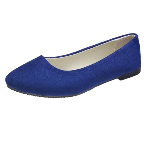 Rojeam Frauen Classic Flats Schuhe Ballett Slip On Damen Klassische Ballerinas Profilsohle Flach Blau 34 EU von Rojeam