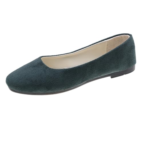Rojeam Frauen Classic Flats Schuhe Ballett Slip On Damen Klassische Ballerinas Profilsohle Flach Dunkelgrün 39 EU von Rojeam