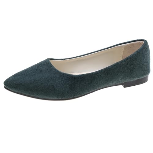 Rojeam Frauen Classic Flats Schuhe Ballett Slip On Damen Klassische Ballerinas Profilsohle Flach Dunkelgrün 40 EU von Rojeam