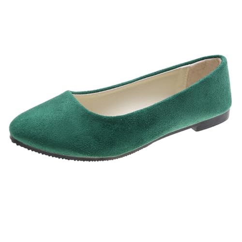 Rojeam Frauen Classic Flats Schuhe Ballett Slip On Damen Klassische Ballerinas Profilsohle Flach Grün 41 EU von Rojeam