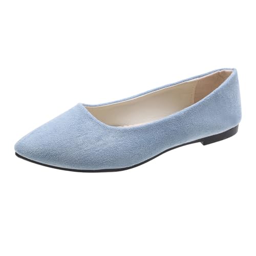 Rojeam Frauen Classic Flats Schuhe Ballett Slip On Damen Klassische Ballerinas Profilsohle Flach Hellblau 34 EU von Rojeam