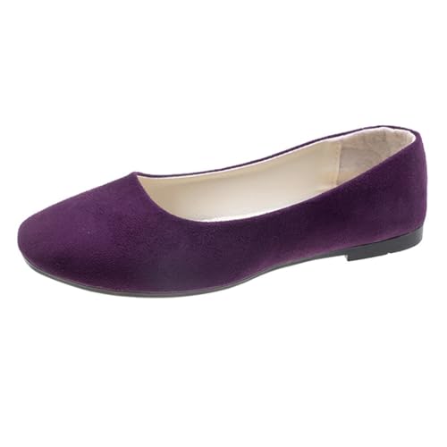 Rojeam Frauen Classic Flats Schuhe Ballett Slip On Damen Klassische Ballerinas Profilsohle Flach Lila 37 EU von Rojeam
