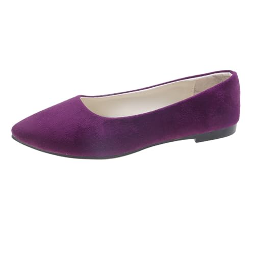 Rojeam Frauen Classic Flats Schuhe Ballett Slip On Damen Klassische Ballerinas Profilsohle Flach Lila 40 EU von Rojeam