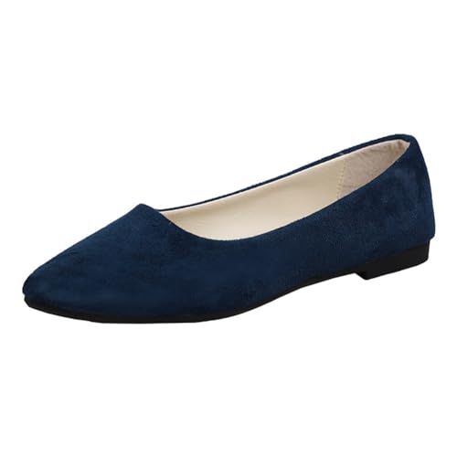 Rojeam Frauen Classic Flats Schuhe Ballett Slip On Damen Klassische Ballerinas Profilsohle Flach Marineblau 34 EU von Rojeam