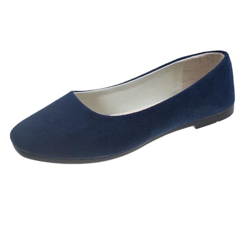 Rojeam Frauen Classic Flats Schuhe Ballett Slip On Damen Klassische Ballerinas Profilsohle Flach Marineblau 39 EU von Rojeam