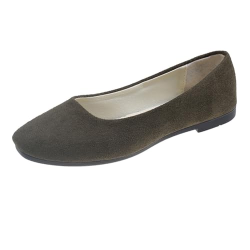 Rojeam Frauen Classic Flats Schuhe Ballett Slip On Damen Klassische Ballerinas Profilsohle Flach Olivgrün 41 EU von Rojeam