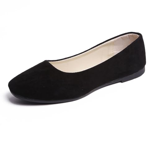 Rojeam Frauen Classic Flats Schuhe Ballett Slip On Damen Klassische Ballerinas Profilsohle Flach Schwarz 40 EU von Rojeam