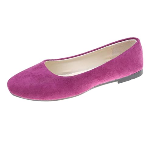 Rojeam Frauen Classic Flats Schuhe Ballett Slip On Damen Klassische Ballerinas Profilsohle Flach Weintraube 42 EU von Rojeam