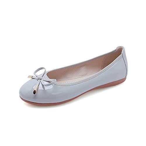 Rojeam Frauen Classic Flats Schuhe mit Fliege Ballett Slip On(B: Grau,34 EU) von Rojeam