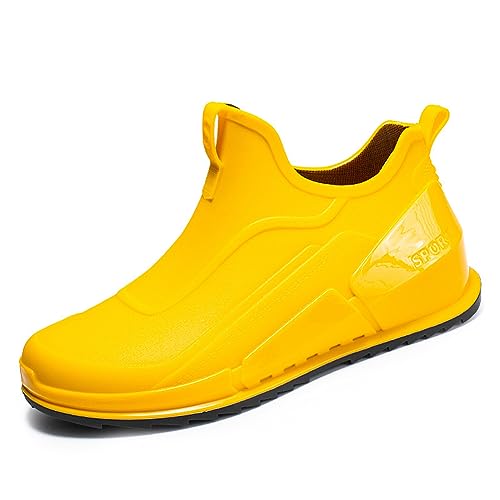 Rojeam Herren Gummistiefel Sicherheitsstiefel Arbeitsstiefel Regenstiefel Gummi Stiefel Gartenschuhe Schnee Schlupfstiefel Gelb 40 EU von Rojeam