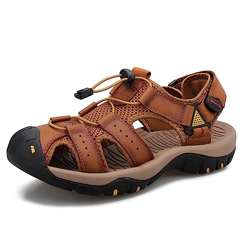 Rojeam Herren Sandalen Sommer Wandersandale Beach Sandalen Trekkingschuhe Sport Outdoor Wanderschuhe Trekkingsandalen Braun 47 EU von Rojeam