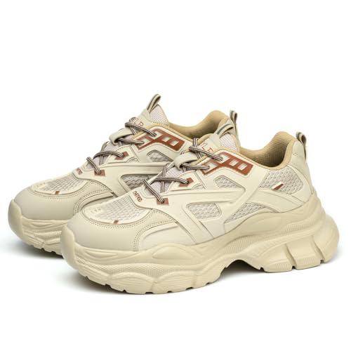 Rojeam Sicherheitsschuhe Damen Arbeitsschuhe mit Stahlkappe Stahlkappenschuhe Atmungsaktiv Khaki 38 EU von Rojeam