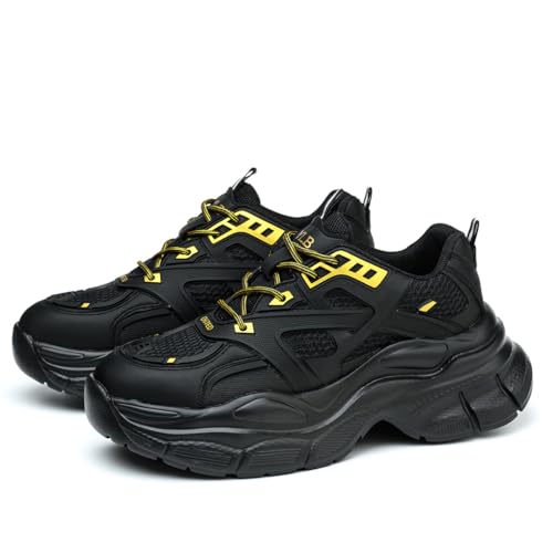 Rojeam Sicherheitsschuhe Damen Arbeitsschuhe mit Stahlkappe Stahlkappenschuhe Atmungsaktiv Schwarz 36 EU von Rojeam