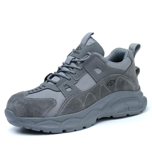 Rojeam Sicherheitsschuhe Damen Herren Arbeitsschuhe mit Stahlkappe Stahlkappenschuhe Atmungsaktiv Grau 36 EU von Rojeam