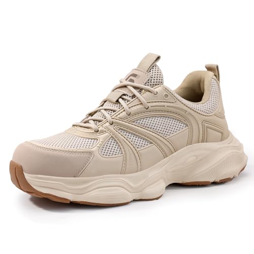 Rojeam Sicherheitsschuhe Damen Herren Arbeitsschuhe mit Stahlkappe Stahlkappenschuhe Atmungsaktiv Khaki 37 EU von Rojeam