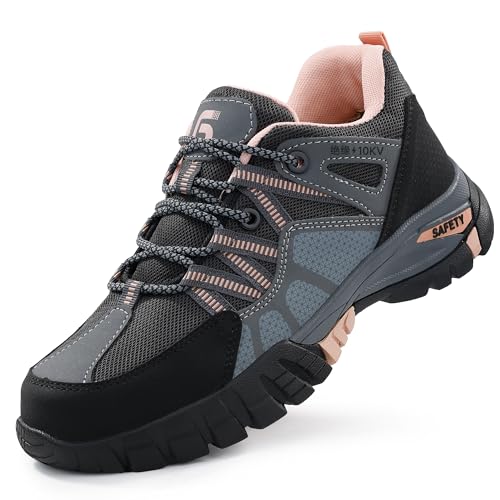 Rojeam Sicherheitsschuhe Damen Herren Arbeitsschuhe mit Stahlkappe Stahlkappenschuhe Atmungsaktiv Pink 39 EU von Rojeam